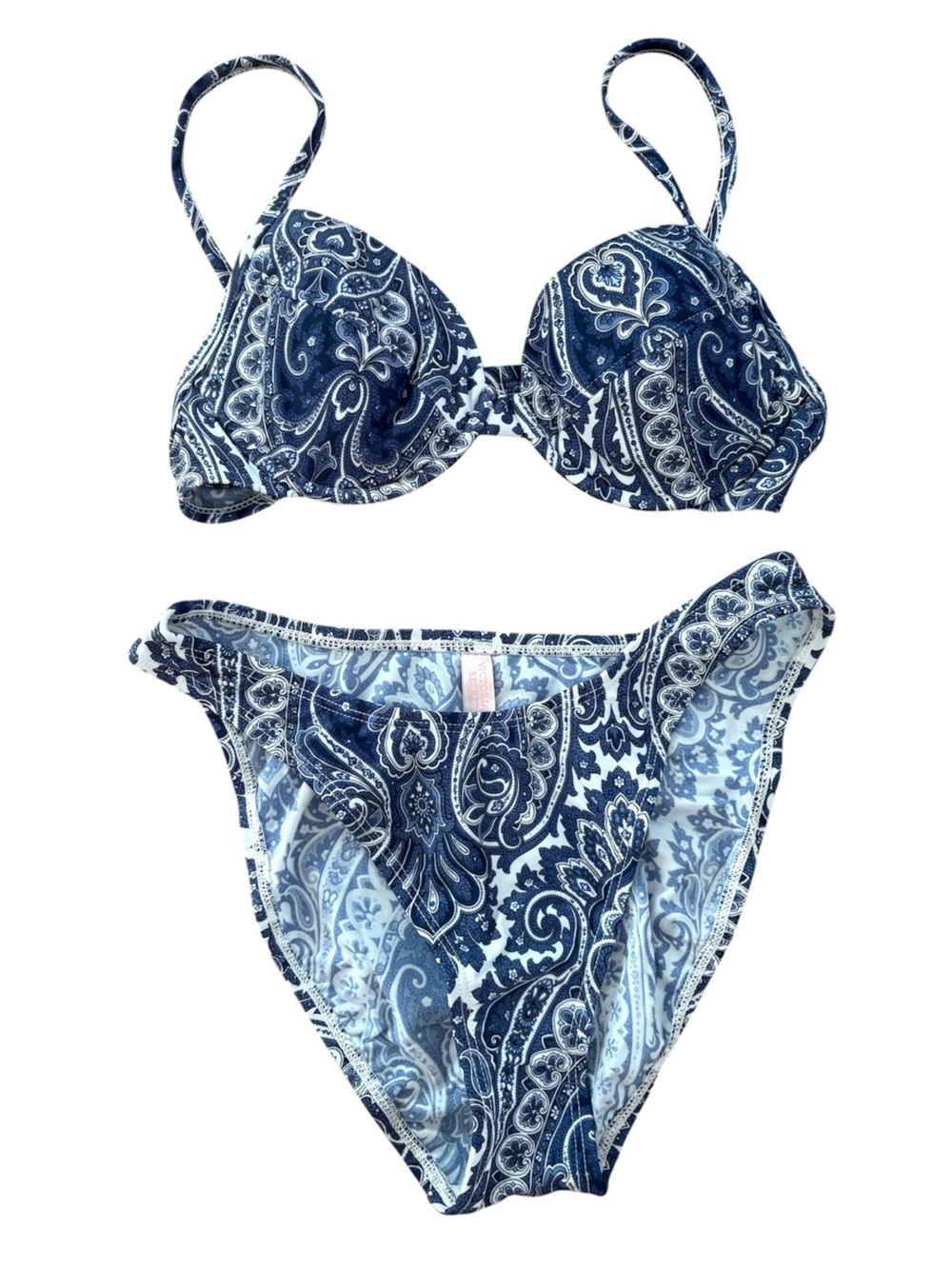 VTG Y2K Victoria’s Secret bikini paisley blue white small underwire NEW NWT